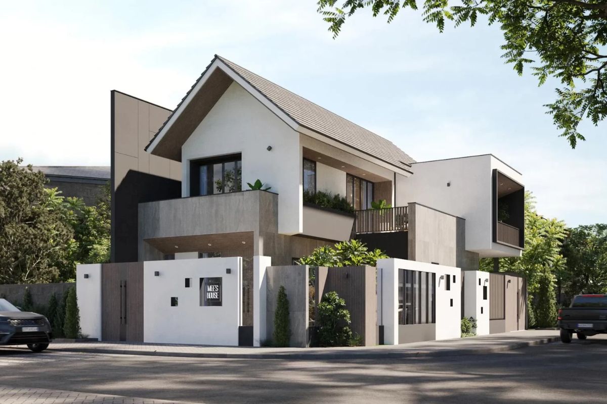 Biệt thự hiện đại 2 mặt tiền 2 tầng giúp không gian luôn thoáng sáng (Ảnh: Sưu tầm)