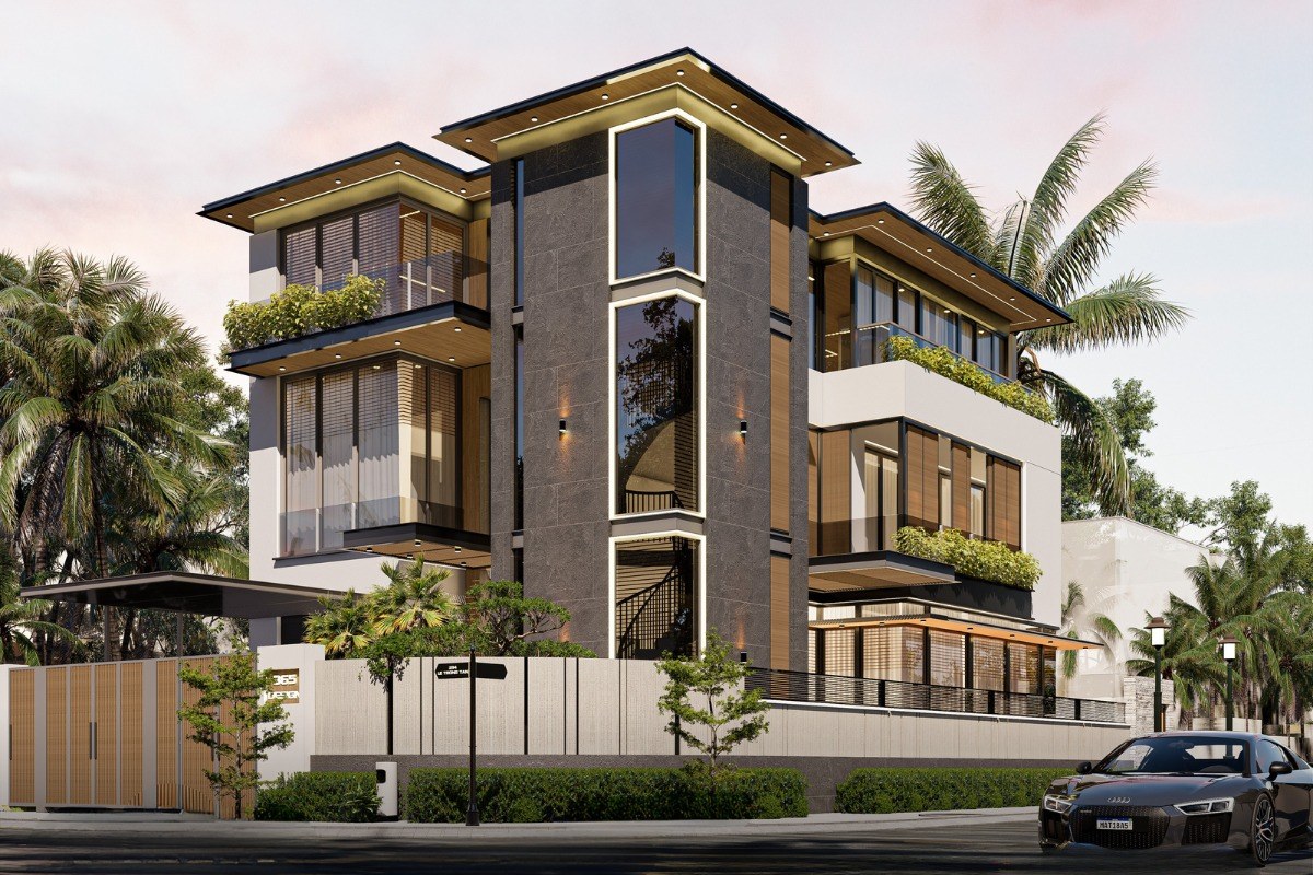 Mẫu biệt thự 2 mặt tiền 3 tầng mang lại không gian sống rộng rãi và linh hoạt (Ảnh: Sưu tầm)