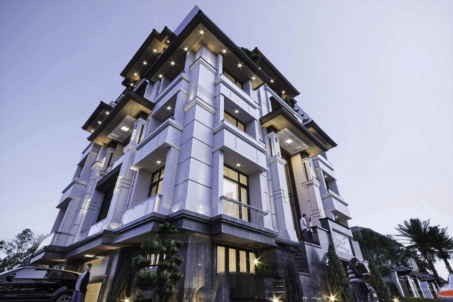 Nhà 2 mặt tiền đẹp 4 tầng tạo điểm nhấn mạnh mẽ trong không gian đô thị (Ảnh: Sưu tầm)