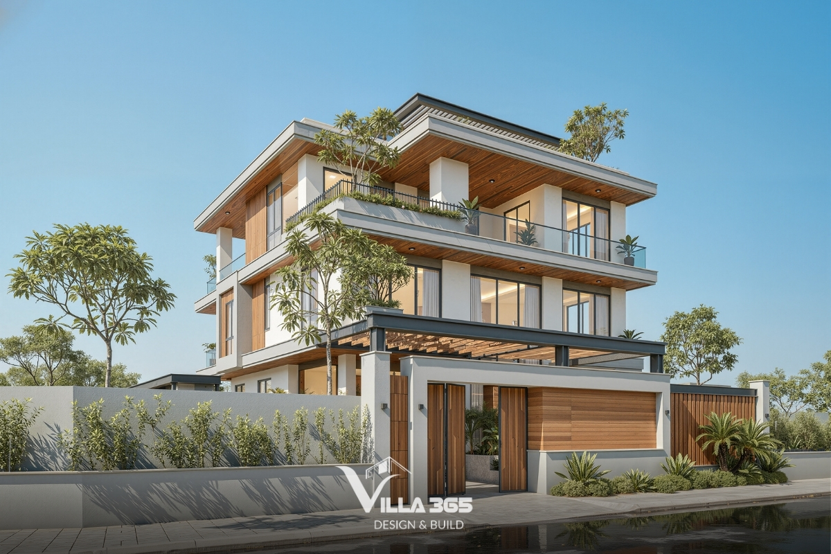 Ngôn ngữ hình khối tinh giản giúp Plateau Villa đạt được sự mạnh mẽ mà vẫn hài hòa với địa hình đồi dốc