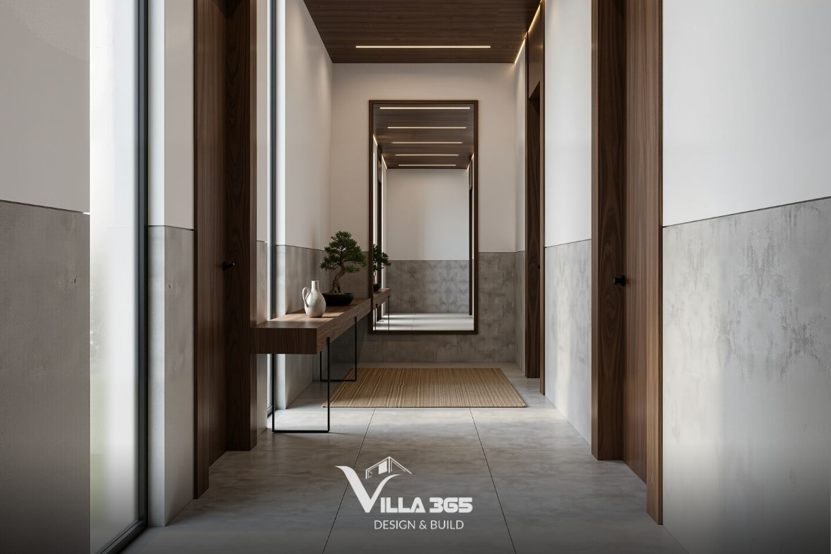 Ánh sáng tự nhiên được dẫn dắt có chủ đích qua hành lang và các khoảng mở chiến lược