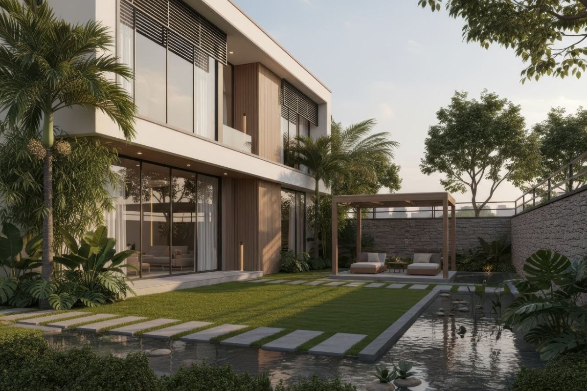 Nhà vườn hiện đại 2 tầng sở hữu không gian mở tràn ngập ánh sáng tự nhiên (Ảnh: Sưu tầm)