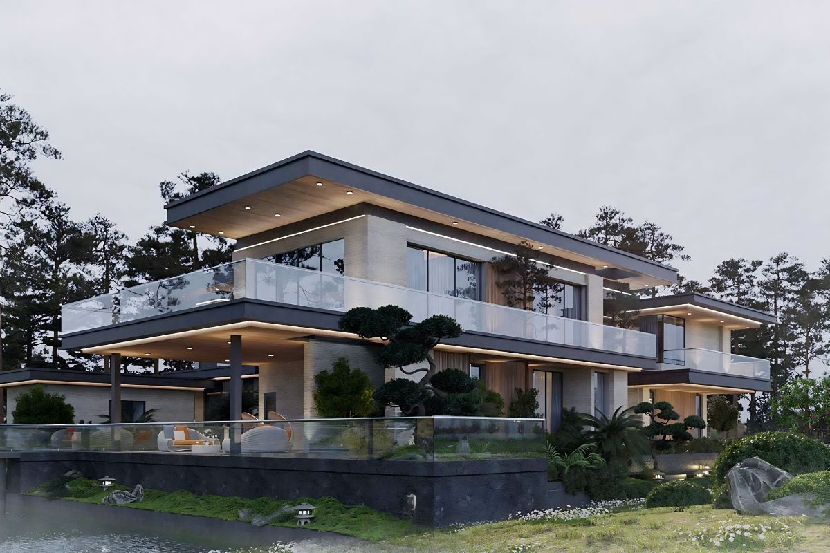 Nhà vườn hiện đại 2 tầng có gam màu trung tính thanh lịch, bền vững theo thời gian (Ảnh: Sưu tầm)