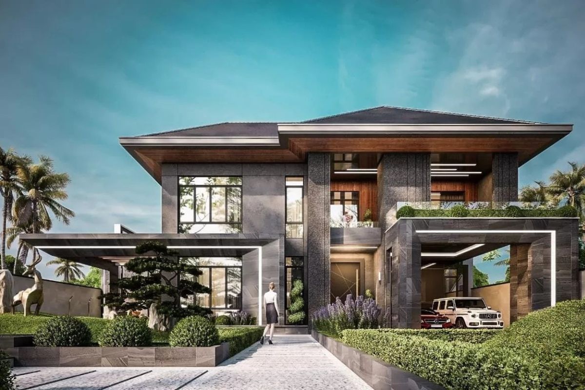 Biệt thự nhà vườn với hệ tiểu cảnh và bồn cây được chăm chút kỹ lưỡng, tỉ mỉ (Ảnh: Sưu tầm) 