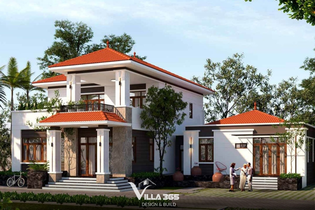 Mẫu nhà vườn mái Thái với hệ mái giật cấp tạo điểm nhấn bề thế 