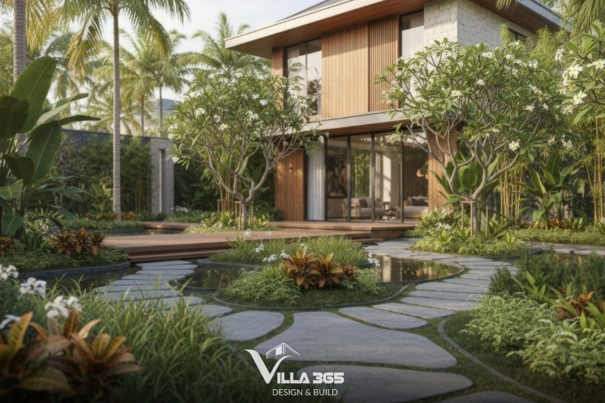 Nhà vườn được thiết kế với lối dạo bộ uốn lượn giữa thiên nhiên thư thái 