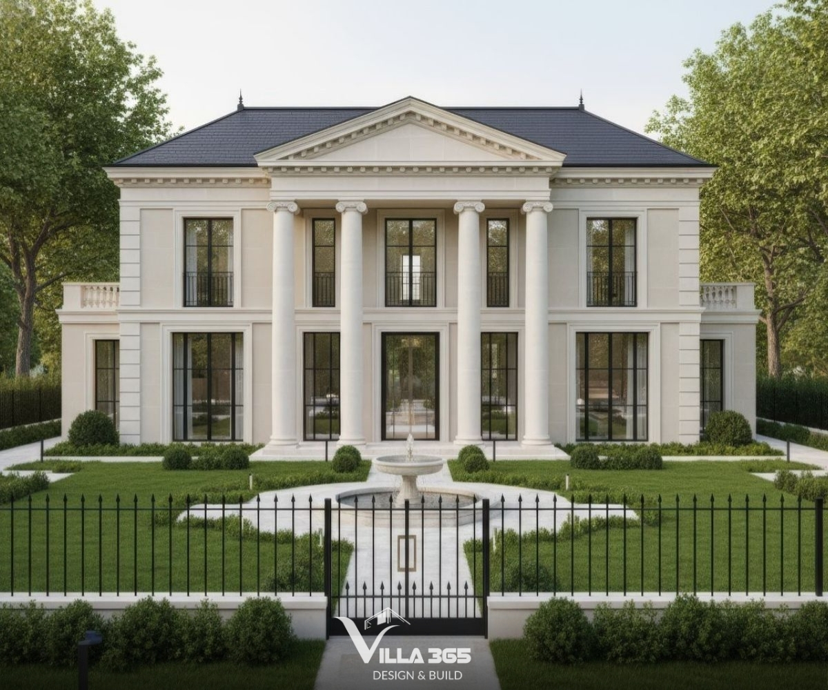 Biệt thự nhà vườn tân cổ điển mang gam màu kem sang trọng, quý phái 