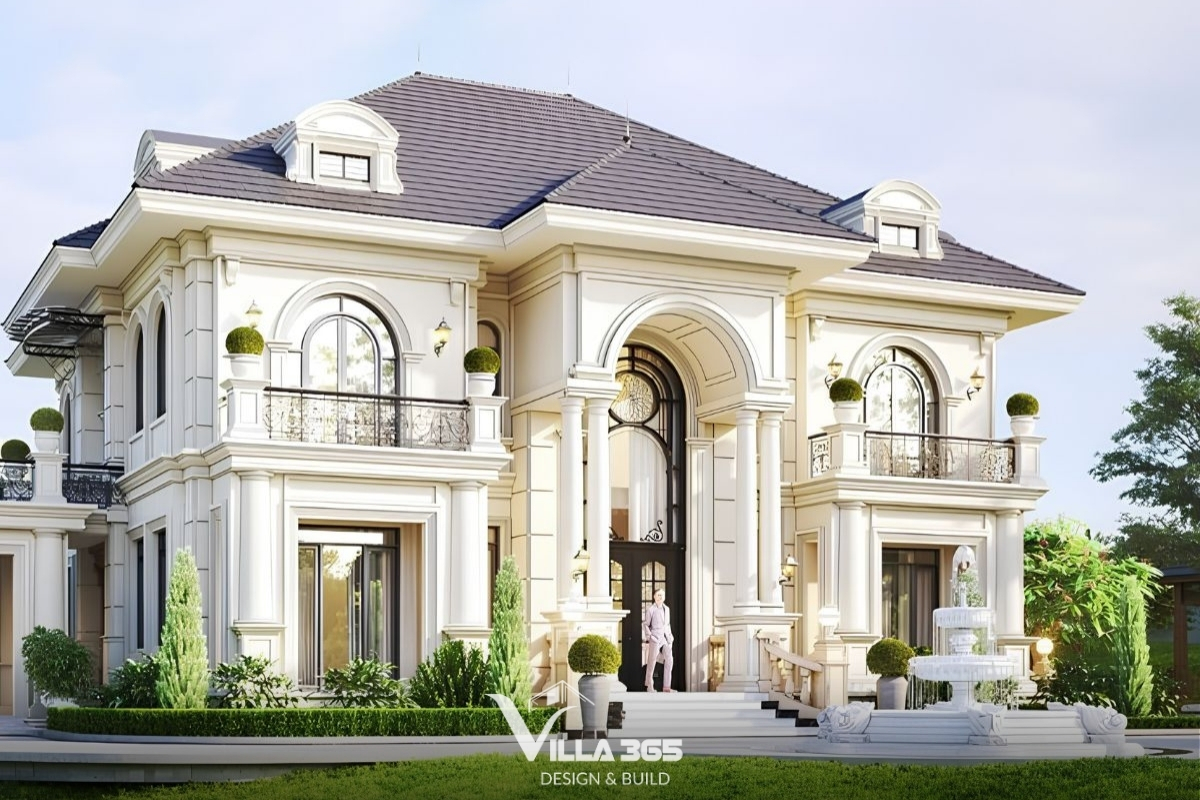 Nhà vườn tân cổ điển với mặt tiền trang trí chi tiết tinh xảo, vẻ đẹp vượt thời gian