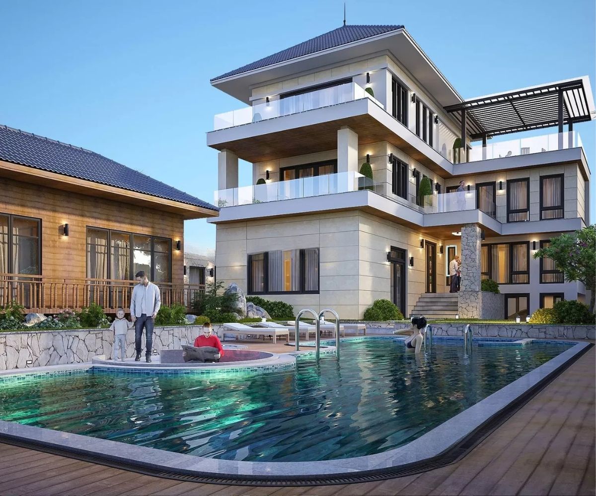 Lựa chọn cây xanh phù hợp giúp hoàn thiện thiết kế biệt thự sân vườn bền vững (Ảnh: Sưu tầm)