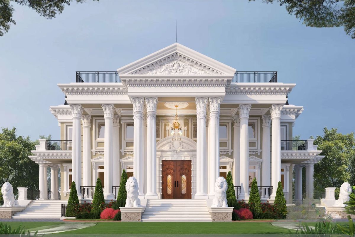 Biệt thự sân vườn đẹp 2 tầng mở rộng không gian thư giãn với ban công xanh (Ảnh: Sưu tầm)