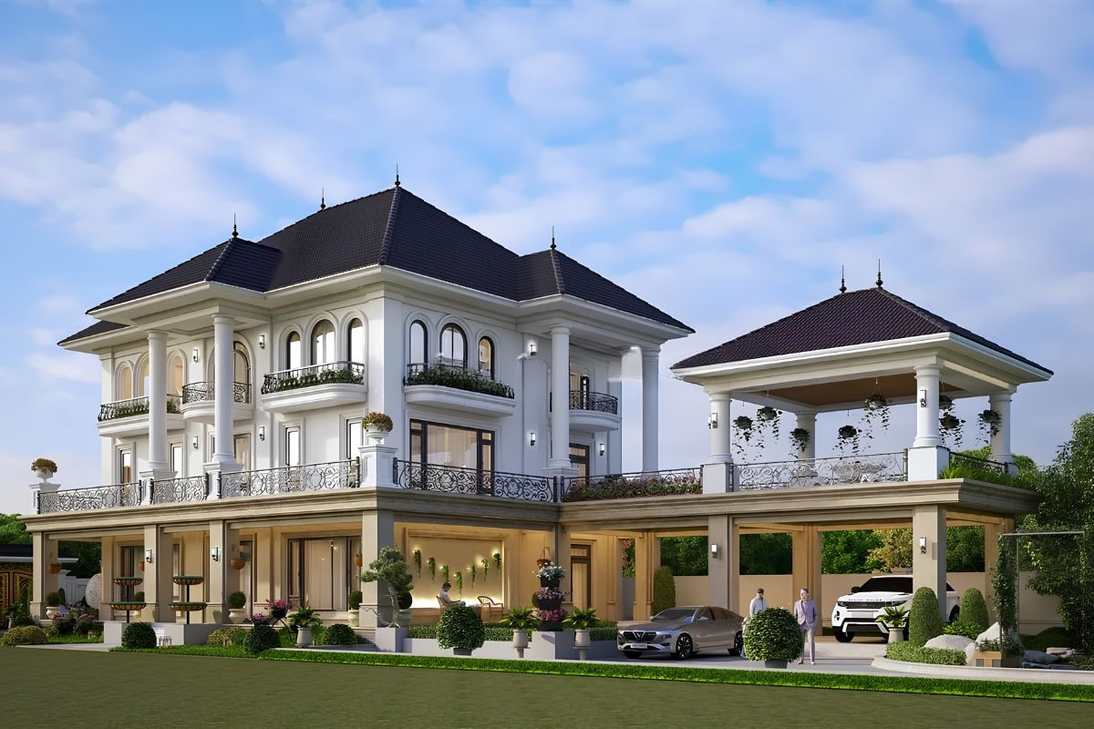 Mẫu biệt thự nhà vườn tân cổ điển quy hoạch cảnh quan hài hòa và bền vững (Ảnh: Sưu tầm)