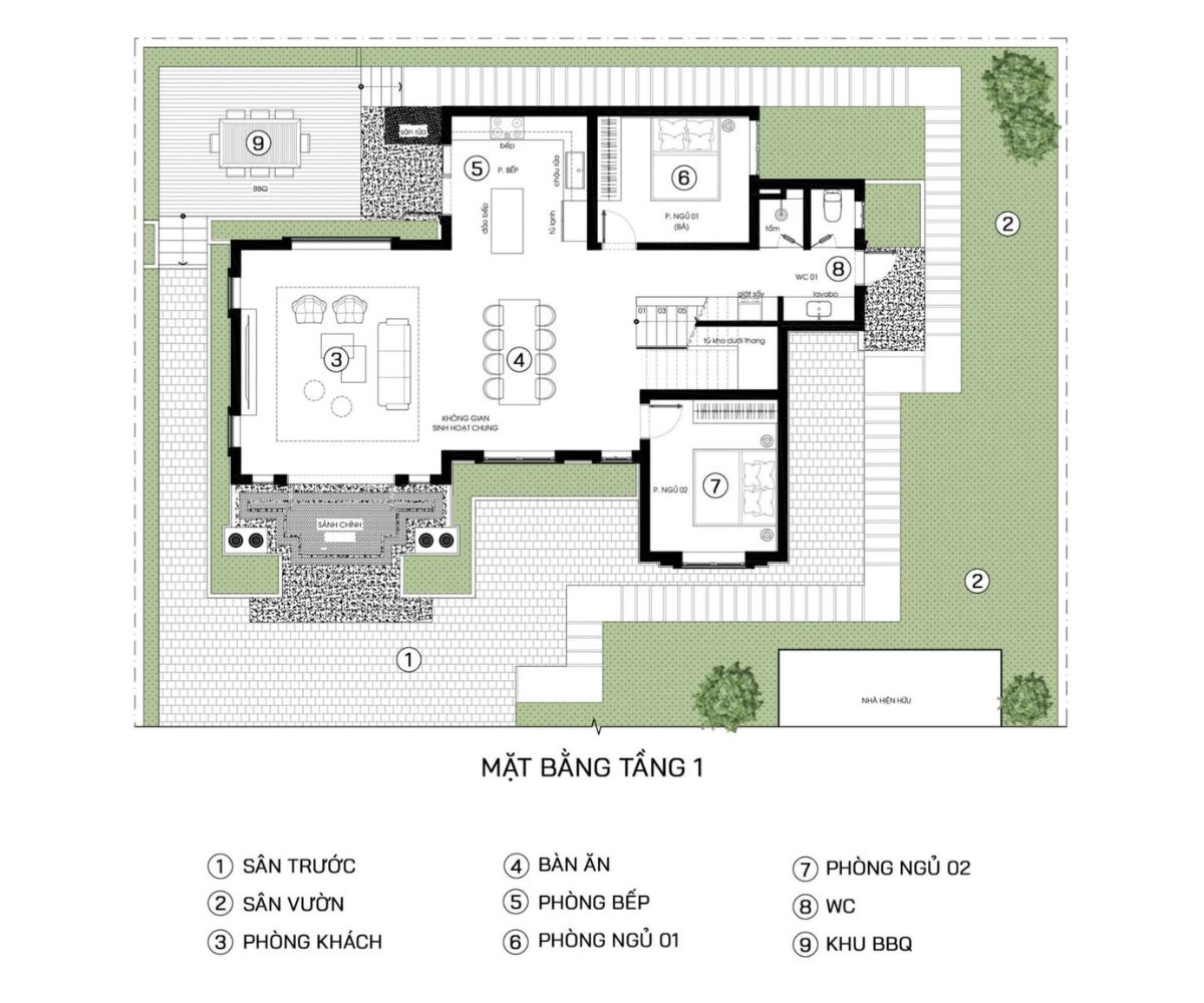 Biệt thự nhà vườn tân cổ điển 2 tầng phân chia không gian rõ ràng (Ảnh: Sưu tầm)