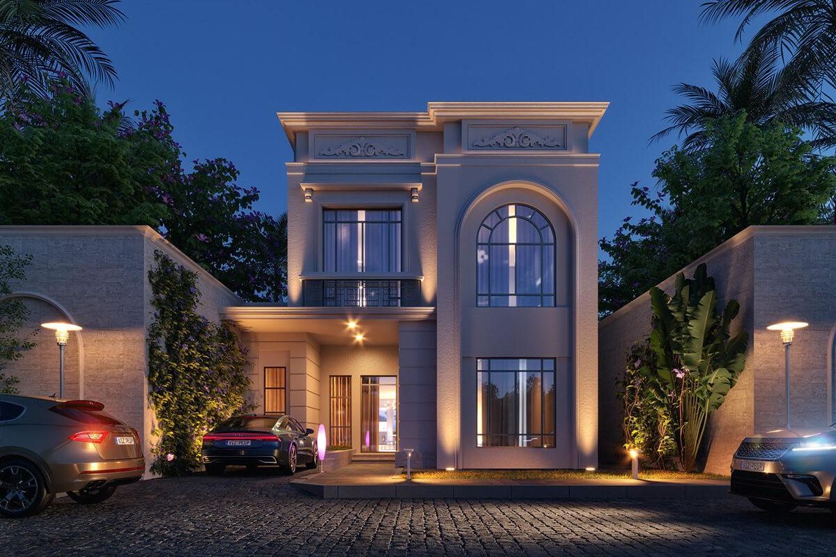 Mái bằng là giải pháp tiết kiệm cho biệt thự tân cổ điển giá rẻ (Ảnh: Sưu tầm)