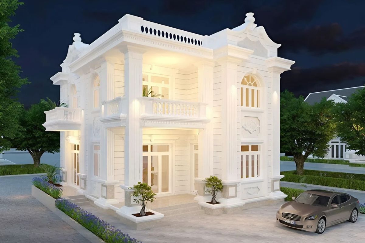 Mẫu biệt thự tân cổ điển 2 tầng 1 tỷ với 4 phòng ngủ, thiết kế sang trọng và tối ưu công năng. (Ảnh: Sưu tầm)