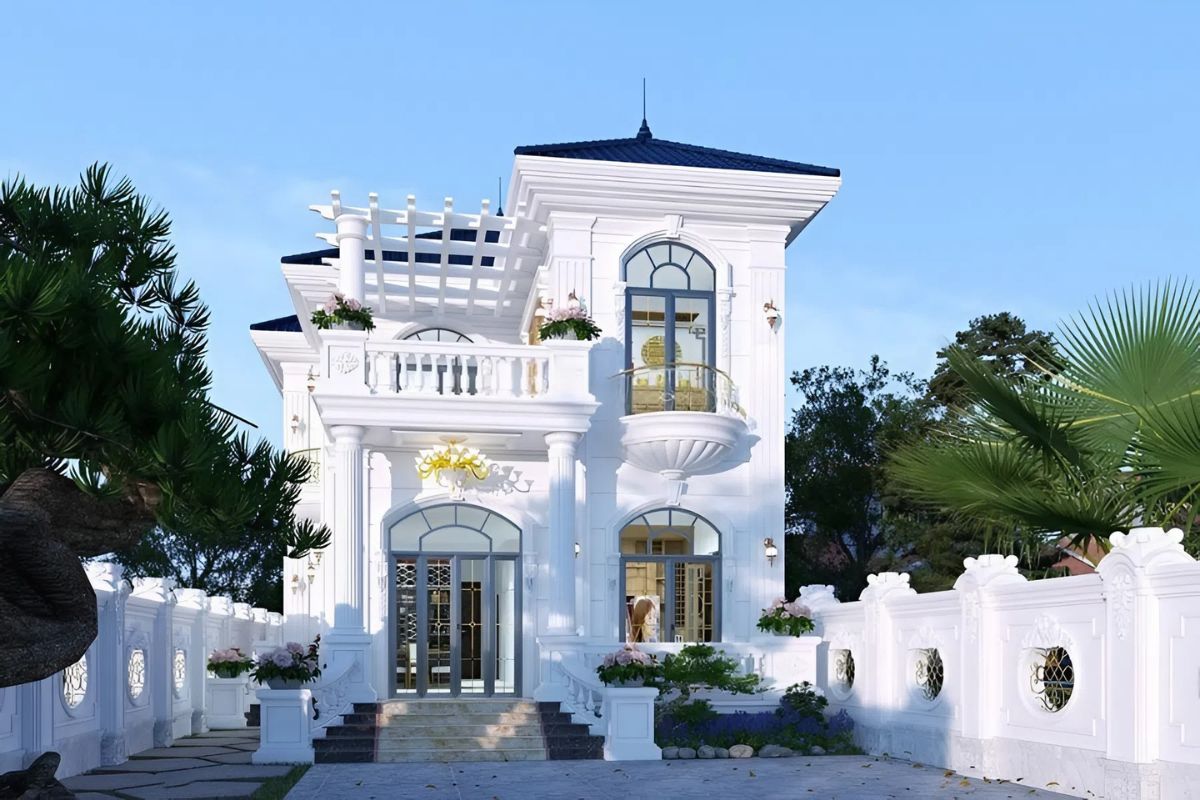 Mẫu biệt thự tân cổ điển 2 tầng 1 tỷ phong cách Pháp với thiết kế thanh lịch, sang trọng và cân đối. (Ảnh: Sưu tầm)