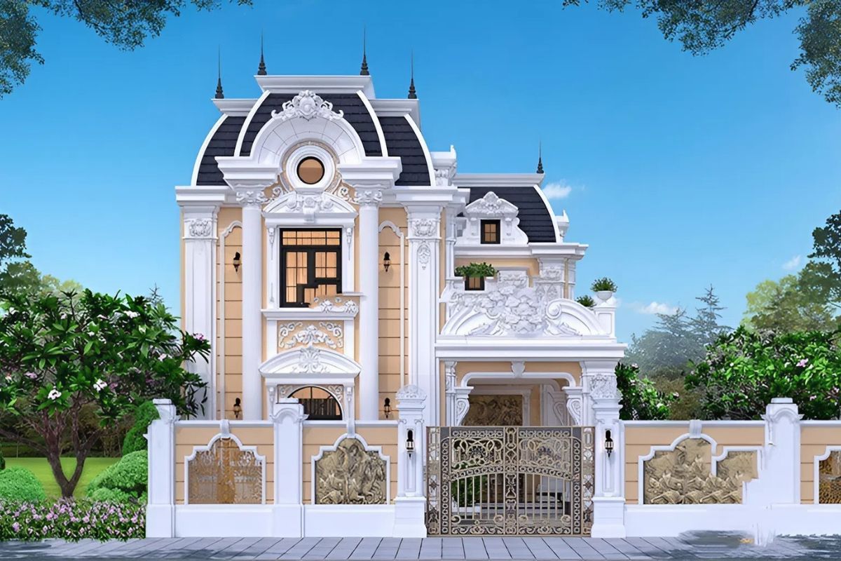 Biệt thự 3 tầng mái Mansard nổi bật, đẳng cấp ( Ảnh: Sưu tầm )