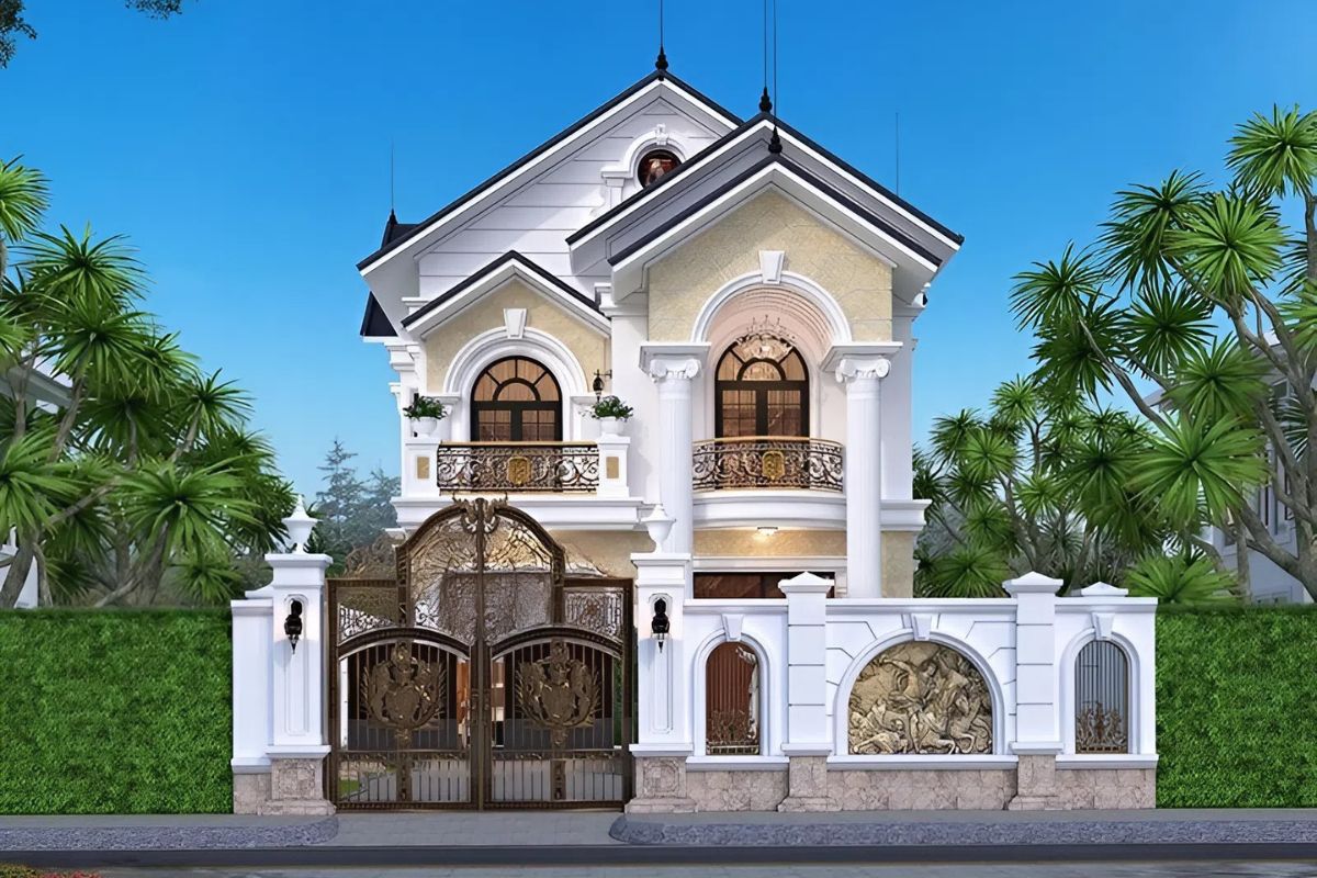 Thiết kế biệt thự tân cổ điển 2 tầng 1 tỷ phù hợp không gian sống thoáng đãng tại khu vực nông thôn. (Ảnh: Sưu tầm)