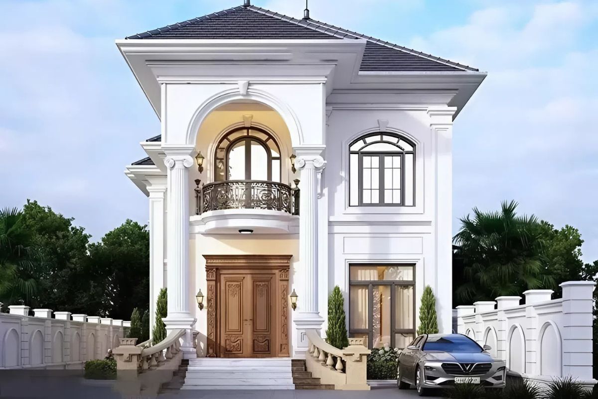 Mẫu biệt thự tân cổ điển 2 tầng 1 tỷ ở nông thôn với sân vườn rộng, thiết kế hài hòa và tiện nghi. (Ảnh: Sưu tầm)