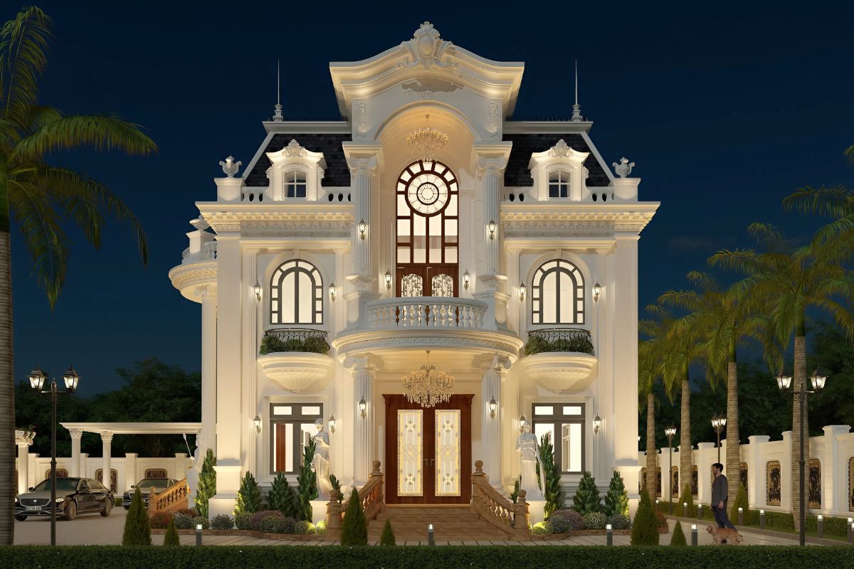 Mẫu biệt thự tân cổ điển 2 tầng 1 tỷ kết hợp sân vườn xanh mát, tạo không gian sống thoáng đãng và gần gũi thiên nhiên. (Ảnh: Sưu tầm)