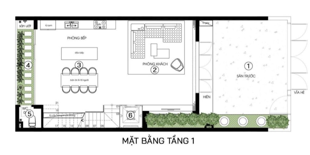 Một bản thiết kế chuẩn cần ưu tiên tầng thấp cho các hoạt động tiếp khách và gắn kết gia đình