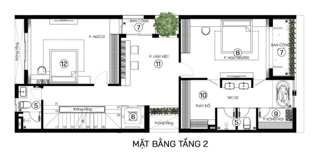 Khu vực nghỉ ngơi của các thành viên được tách biệt hoàn toàn khi được bố trí ở các tầng giữa