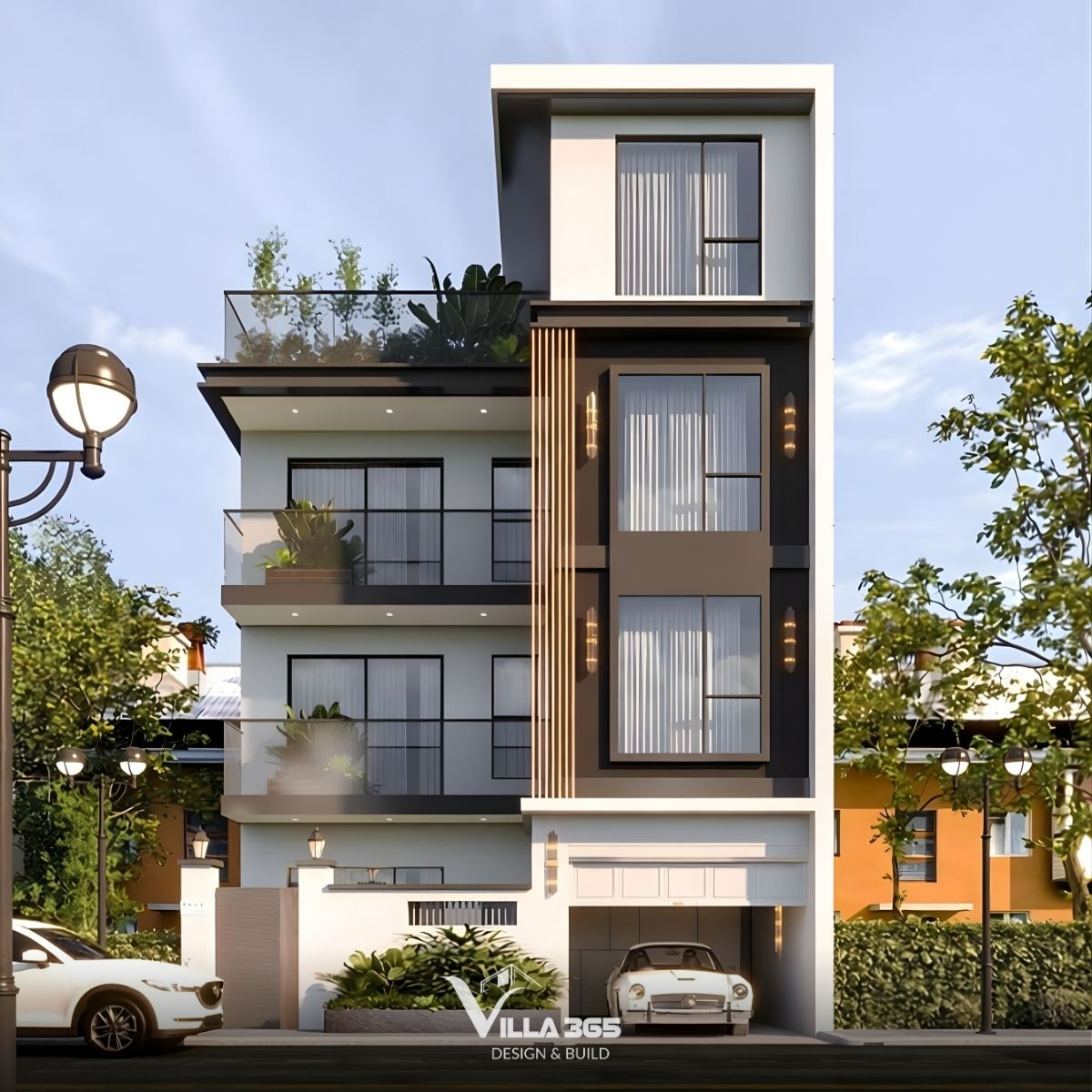 Mẫu biệt thự 4 tầng hiện đại mái bằng mang vẻ đẹp khỏe khoắn, linh hoạt và tối ưu công năng sử dụng