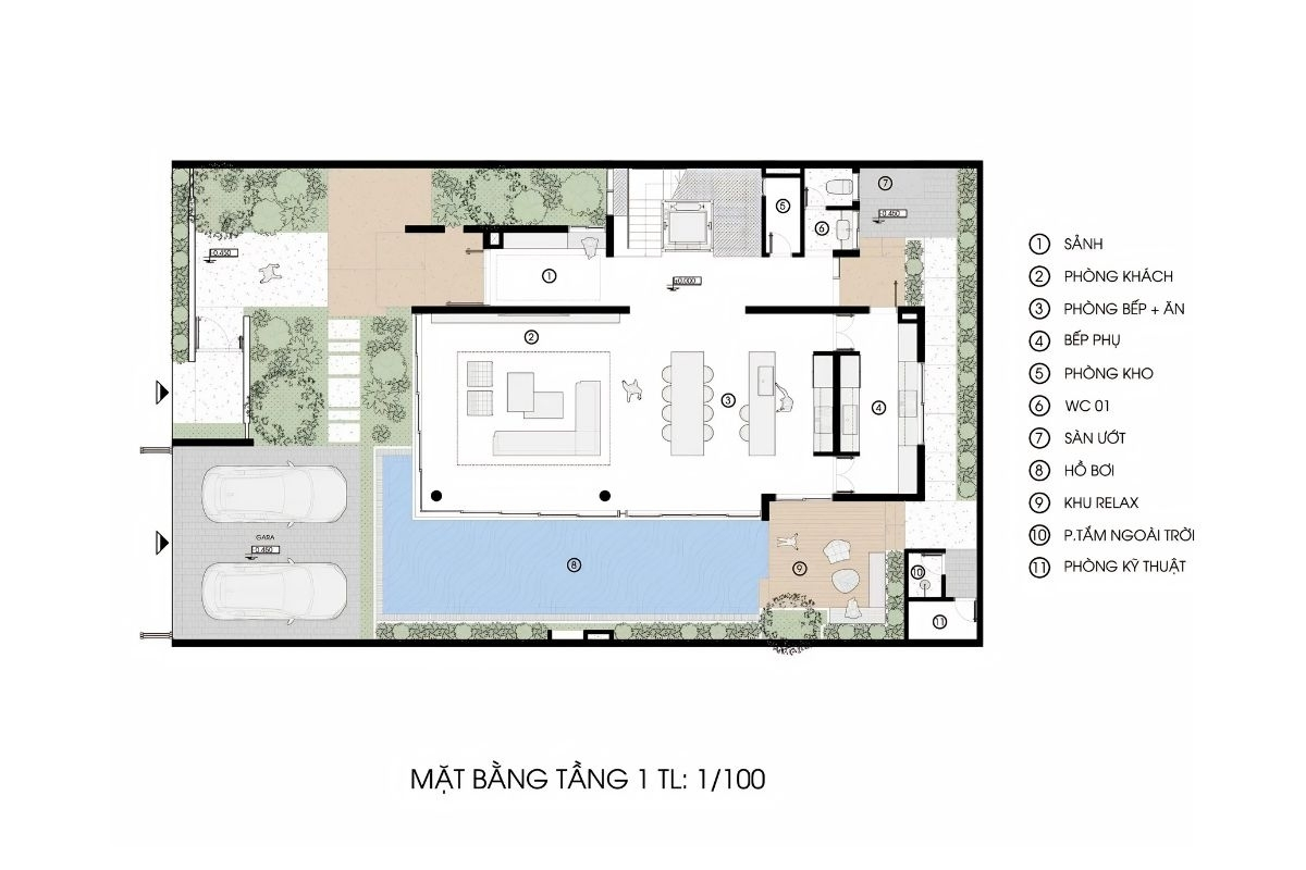 Thiết kế chuẩn mực trong bản vẽ biệt thự hiện đại có hồ bơi giúp đảm bảo an toàn và hiệu quả sử dụng lâu dài (Ảnh: Sưu tầm)