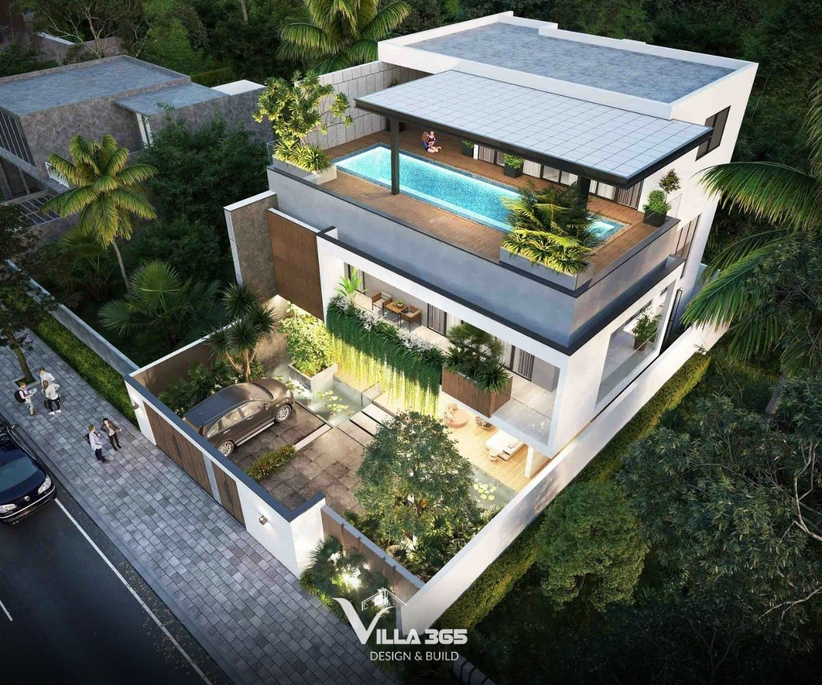 Giải pháp tối ưu cho biệt thự phố với thiết kế biệt thự hiện đại có hồ bơi trên cao, riêng tư và đầy trải nghiệm