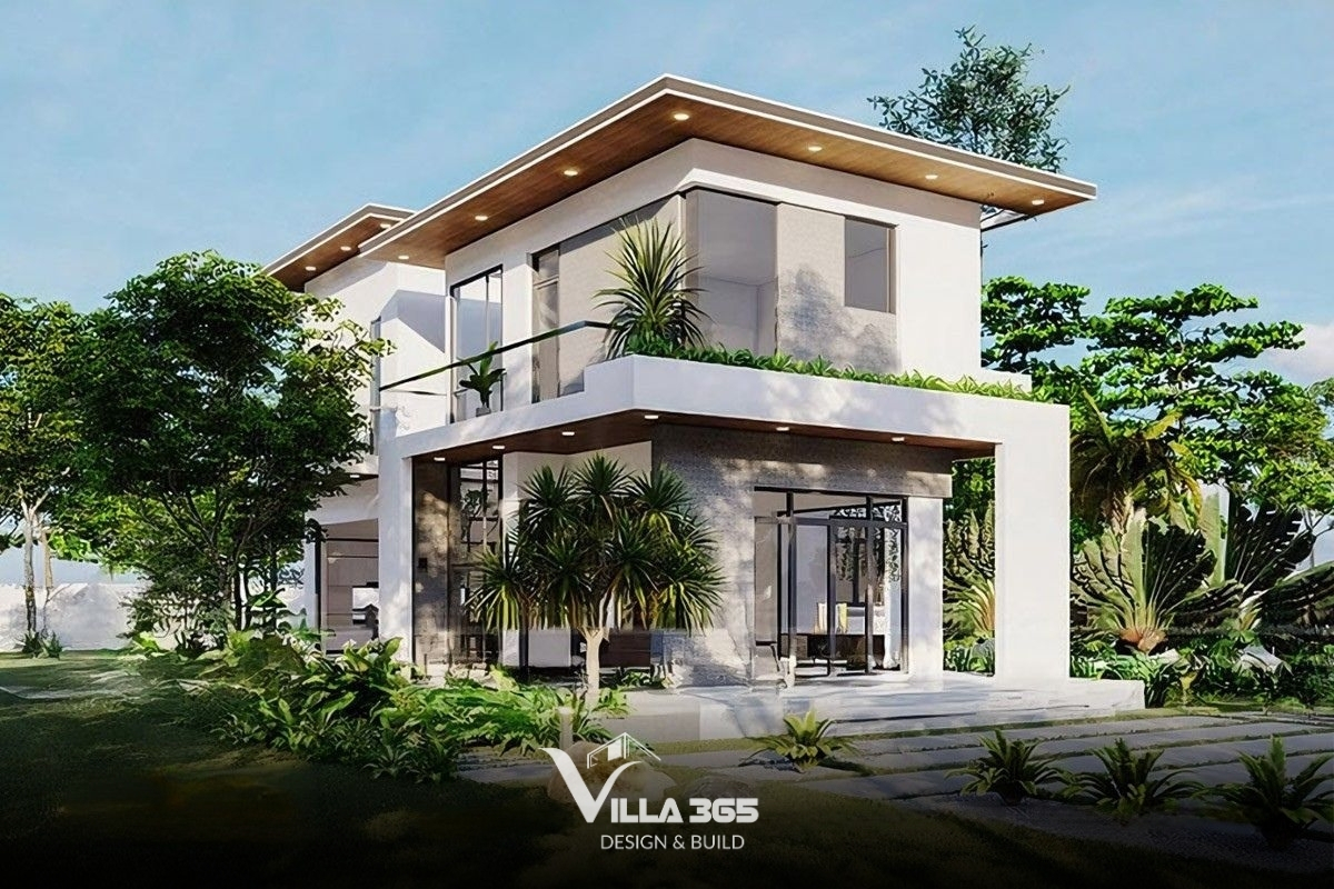 Xu hướng sống xanh lên ngôi trong thiết kế biệt thự 2 tầng hiện đại mái bằng, nơi thiên nhiên trở thành một phần không thể thiếu của không gian sống 