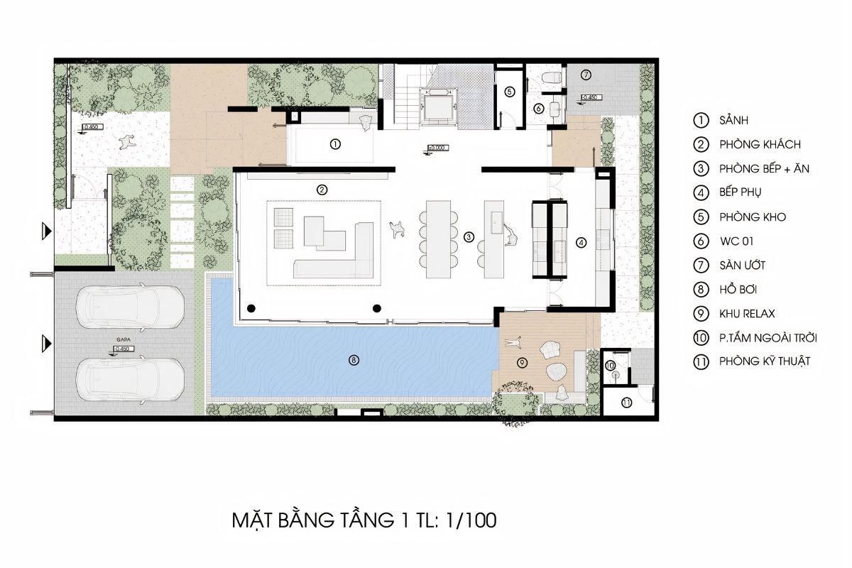 Biệt thự Đông Dương 3 tầng tối ưu không gian linh hoạt (Ảnh: Sưu tầm)
