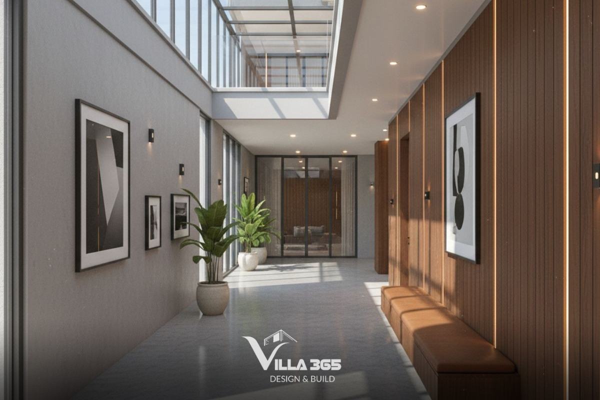 Bức tranh nghệ thuật trừu tượng được tích hợp như điểm nhấn, phản ánh dấu ấn cá nhân của gia chủ qua từng hành trình