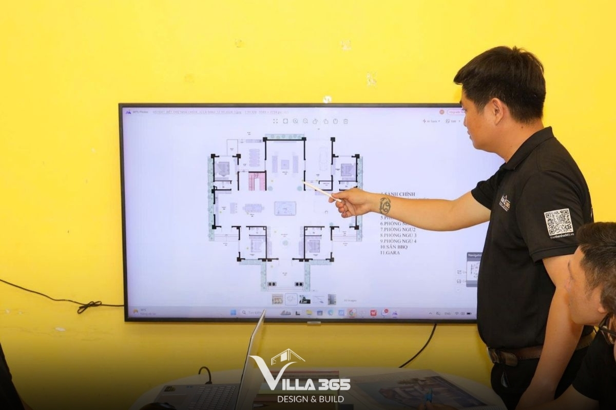 Thiết kế nội thất đồng bộ giúp hoàn thiện quy trình thiết kế thi công biệt thự với không gian sống hài hòa và tiện nghi