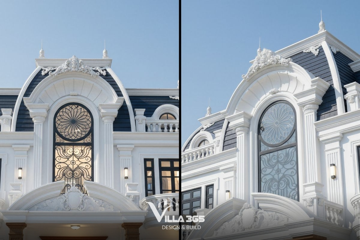 Mức độ cầu kỳ trong trang trí chính là điểm phân biệt rõ nhất giữa biệt thự tân cổ điển và cổ điển