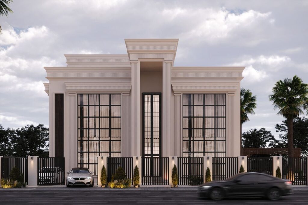 Phong cách tân cổ điển phù hợp với gia chủ muốn thể hiện đẳng cấp qua kiến trúc nhưng không quá cầu kỳ như cổ điển thuần túy (Ảnh: Sưu tầm)