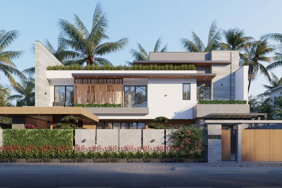 Sân thượng xanh là điểm cộng giúp biệt thự mái bằng gần gũi thiên nhiên hơn (Ảnh: Sưu tầm)