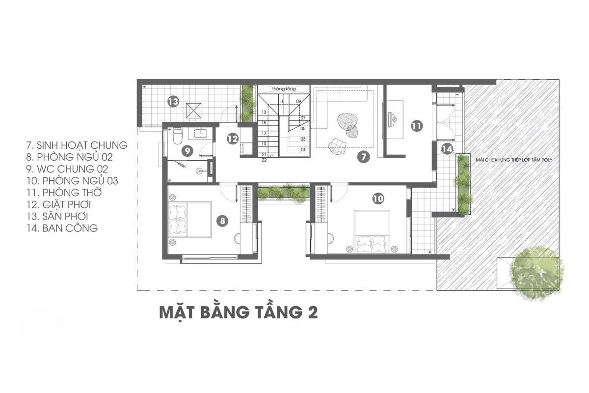 Không gian nghỉ ngơi riêng tư trong biệt thự 2 tầng diện tích 10x20 tầng 2 (Ảnh: Sưu tầm)