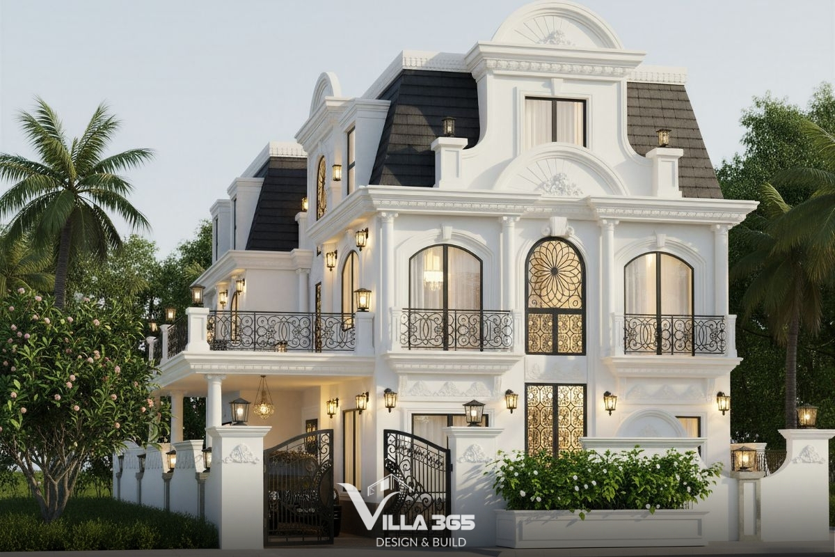 Mẫu biệt thự 2 tầng mái Mansard
