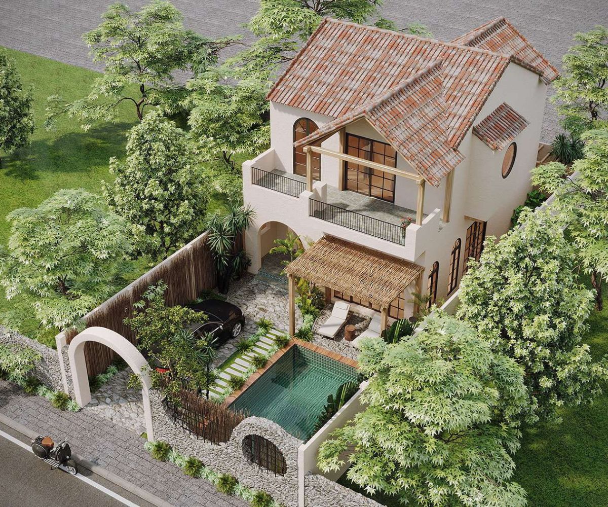 99+ Mẫu biệt thự 200m2 đẹp & bảng dự toán chi phí chi tiết 2026 8 Mẫu nhà vườn 200m2 kết hợp thiết kế nhà 200m2 2 tầng mang đến không gian sống xanh, thoáng và phù hợp gia đình nhiều thế hệ (Ảnh: Sưu tầm)