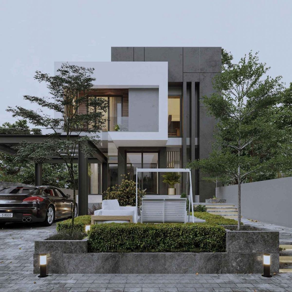99+ Mẫu biệt thự 200m2 đẹp & bảng dự toán chi phí chi tiết 2026 16 Biệt thự 200m2 có gara giúp tối ưu công năng, đảm bảo tiện lợi và nâng cao giá trị sử dụng cho gia đình hiện đại (Ảnh: Sưu tầm)