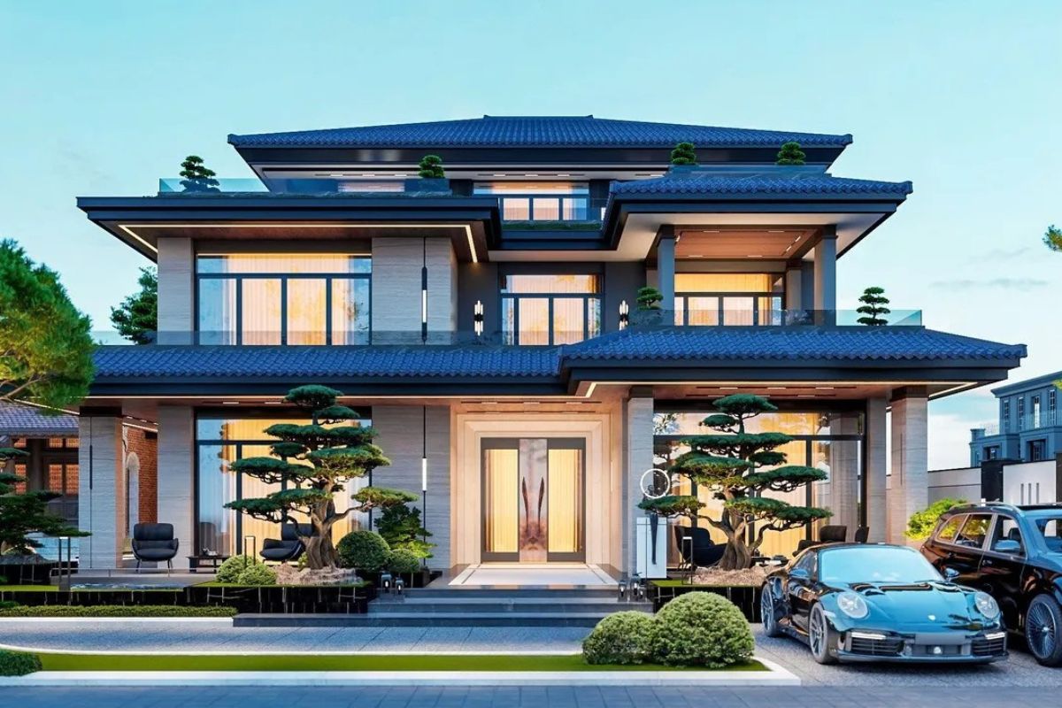 Mẫu biệt thự 3 tầng 5 phòng ngủ mái Nhật thanh thoát, phù hợp khí hậu Việt Nam (Ảnh: Sưu tầm)
