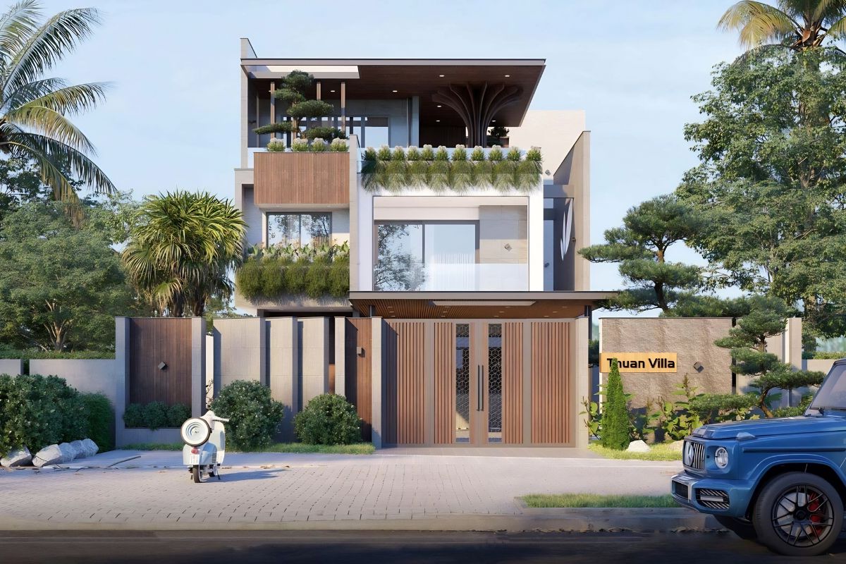 Nhà biệt thự 3 tầng 5 phòng ngủ 12x25m tối ưu không gian cho gia đình nhiều thế hệ (Ảnh: Sưu tầm)