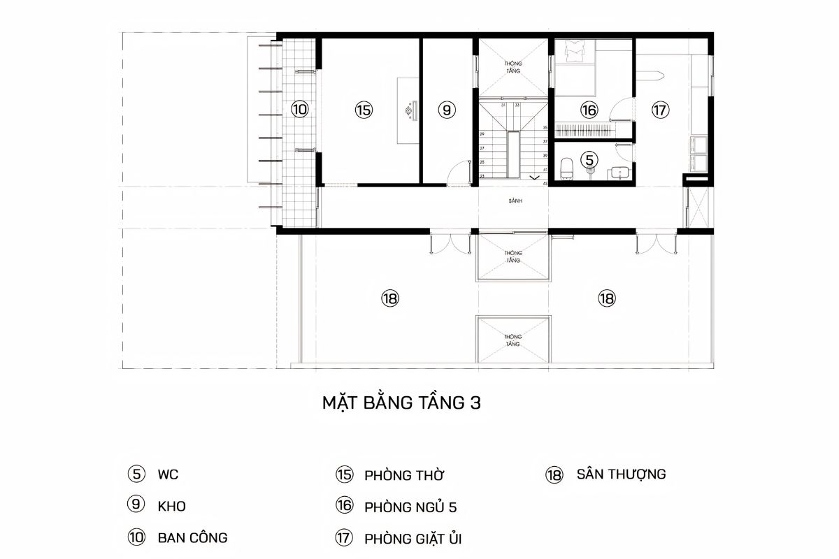 Mẫu biệt thự 3 tầng 5 phòng ngủ với tầng 3 đa tiện ích nâng cao trải nghiệm sống (Ảnh: Sưu tầm)