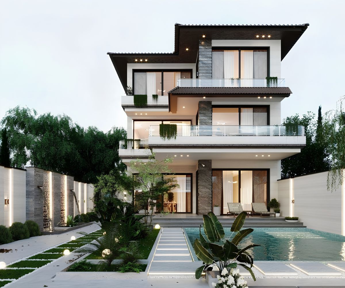Không gian sống cao cấp với thiết kế nhà chữ L 3 tầng 200m2 phân khu rõ ràng và tiện nghi tối đa (Ảnh: Sưu tầm)