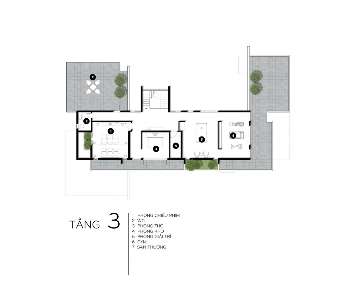 Mẫu biệt thự 3 tầng mái bằng đẹp hiện đại, kèm bản vẽ & báo giá (cập nhật 2026) 26 Tầng 3 – Mở rộng trải nghiệm sống trong biệt thự mái bằng hiện đại (Ảnh: Sưu tầm)
