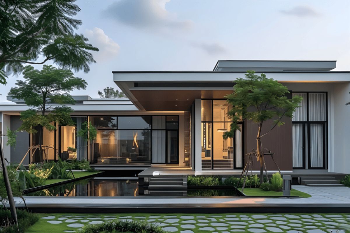 Mẫu biệt thự chữ L 1 tầng mang đến không gian sống tiện nghi, gần gũi thiên nhiên và đầy thư thái  (Ảnh: Sưu tầm)