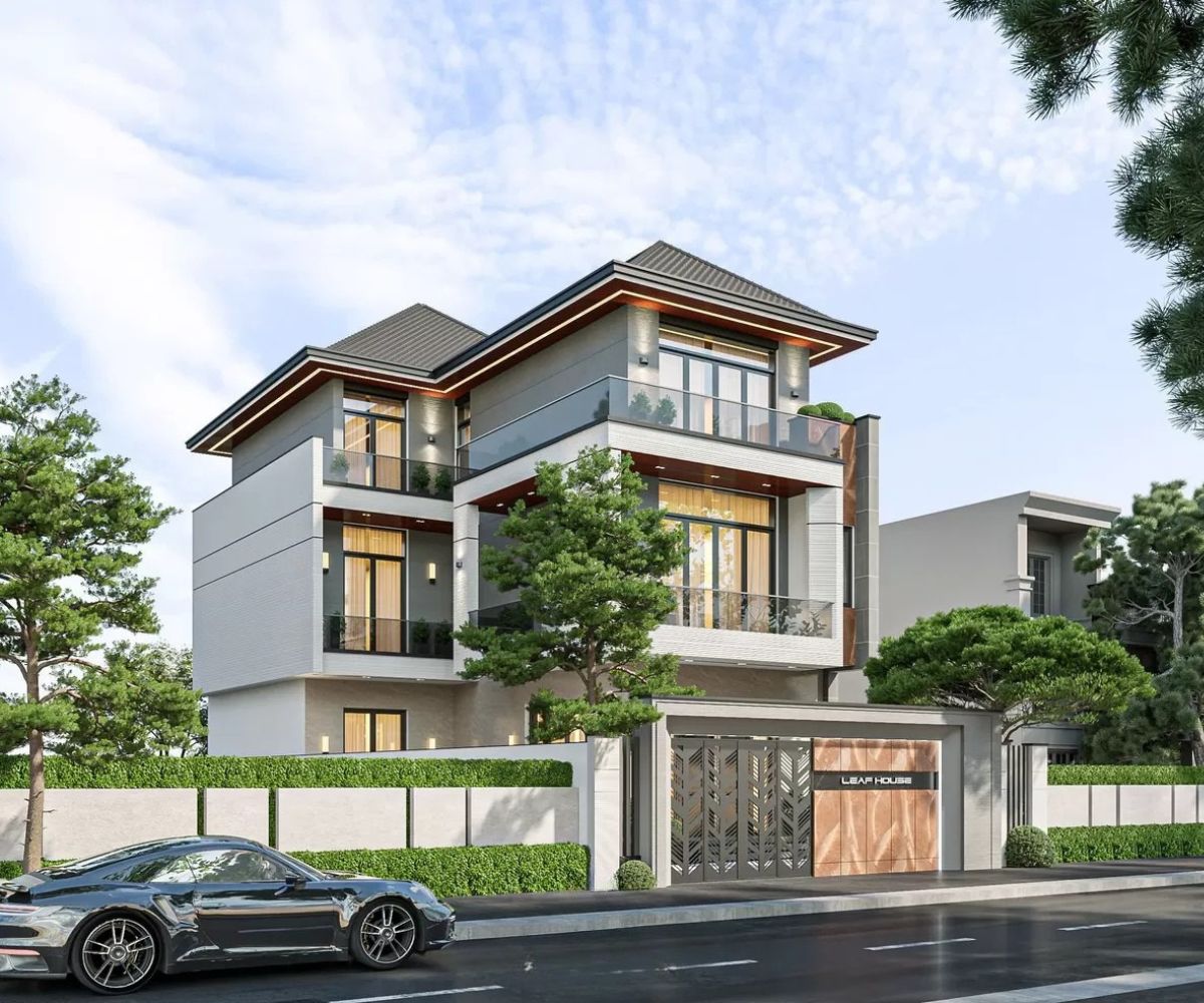 Mẫu biệt thự chữ L đẹp 3 tầng phù hợp với gia đình đông thành viên hoặc nhiều nhu cầu sử dụng  (Ảnh: Sưu tầm)