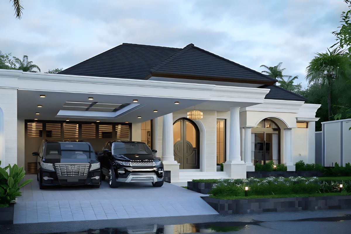 Mẫu biệt thự chữ L đẹp phong cách tân cổ điển luôn thể hiện đẳng cấp và gu thẩm mỹ riêng  (Ảnh: Sưu tầm)