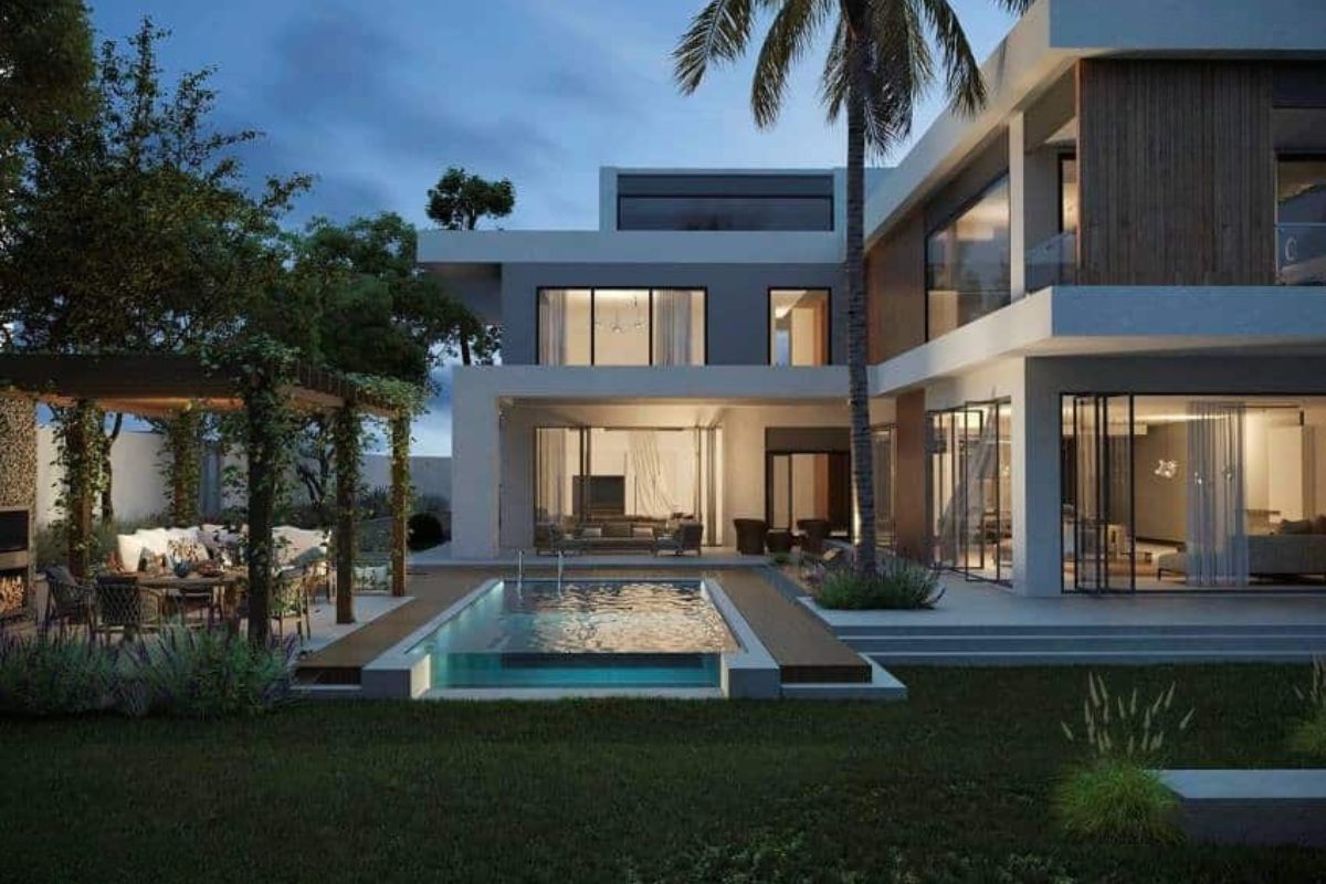 Thiết kế biệt thự chữ L sân vườn có hồ bơi tạo cảm giác thư thái và gần gũi thiên nhiên hơn  (Ảnh: Sưu tầm)