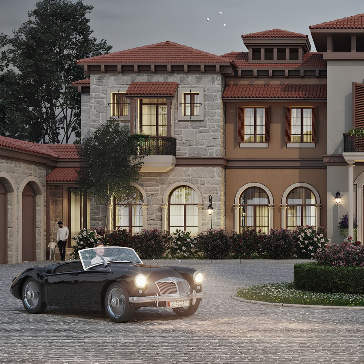 Tường stucco và mái ngói đỏ giúp biệt thự phong cách Địa Trung Hải luôn mát mẻ và gần gũi thiên nhiên (Ảnh: Sưu tầm)