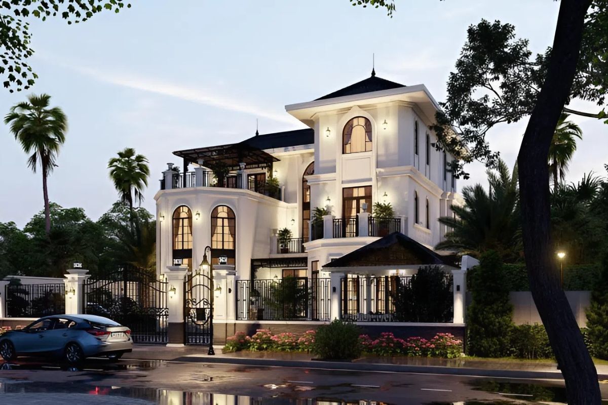 Mẫu thiết kế biệt thự 400m2 đẳng cấp, bản vẽ công năng & báo giá 2026 25 Thiết kế biệt thự 400m² phong cách Indochine đậm bản sắc